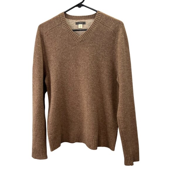 Express Lambs Wool Sweater M Brown V Neck Long Sleeve Pullover - Picture 1 of 5